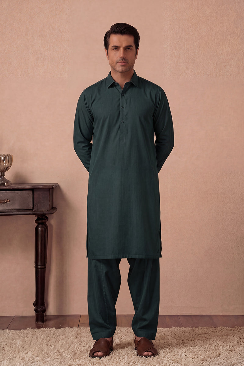KBC Fashion – Men’s Unstitched Wash & Wear Fabric (Dark Forest Green)