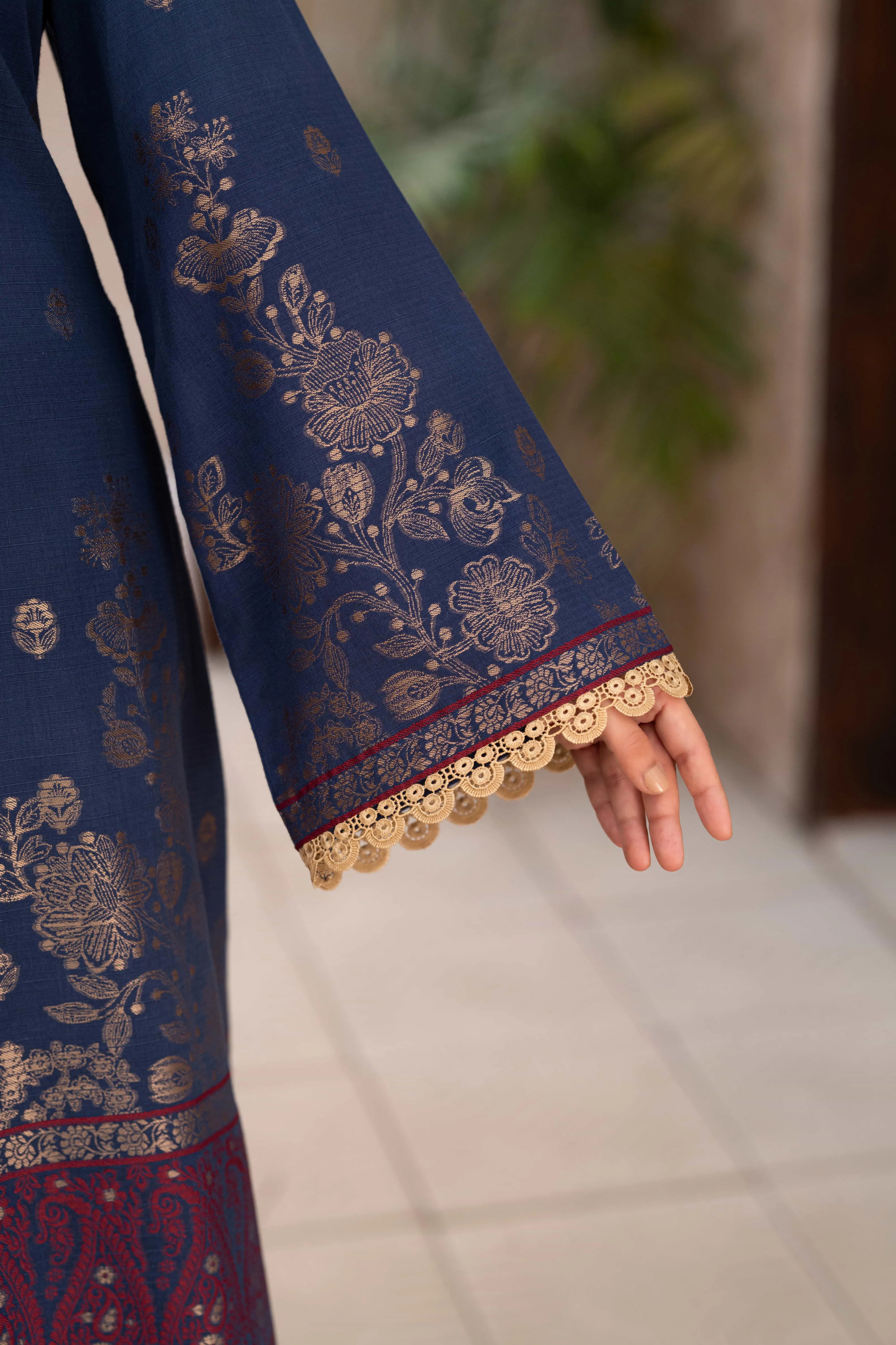 3 Pc Unstitched Premium Jacquard Lawn Navy Suit