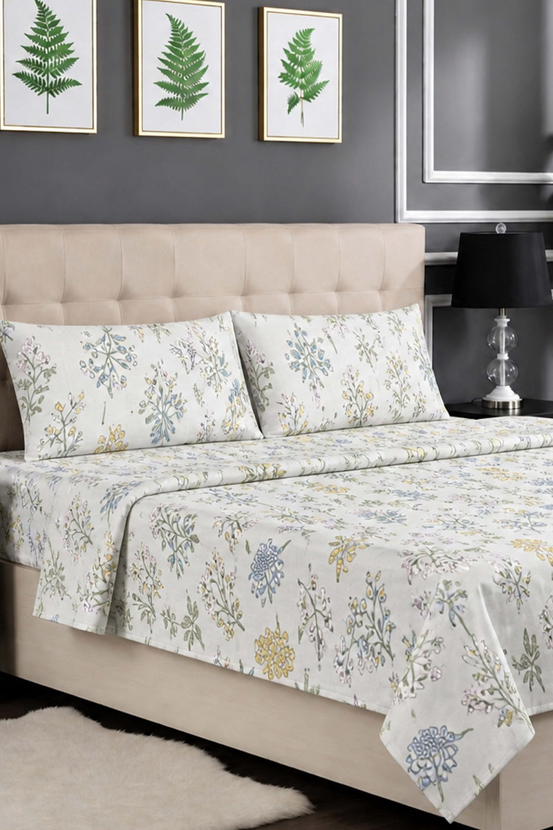 Premium Cotton Fitted Bed Sheet Set By KBCFashion (White)